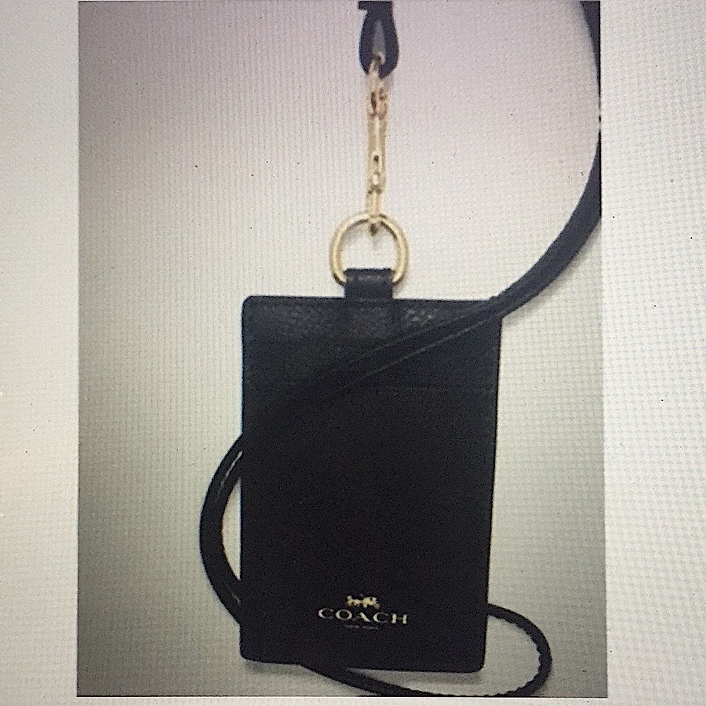 (UNISEX) COACH - ID LANYARD BLACK LEATHER (NWT) - Picture 9 of 15